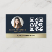 Carte de visite bleu marine QR Code Or Maison Immo (Devant)