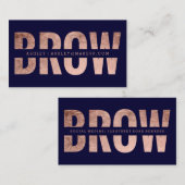 Carte De Visite Bleu marine rose coupé par front de typographie (Devant / Derrière)