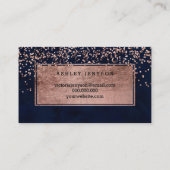Carte De Visite Bleu marine rose moderne de confettis d'or de (Dos)