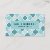 Carte De Visite Bleu Marocain Trellis, Lattes, Quatrefoil (Devant)