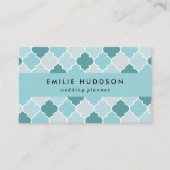 Carte De Visite Bleu Marocain Trellis, Lattes, Quatrefoil (Devant)