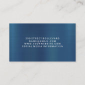 Carte De Visite Bleu métallique | Arrière - plan de l'icône Ciseau (Dos)