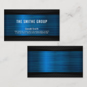 Carte De Visite Bleu métallique Noir | Entreprise (Devant / Derrière)