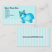 Carte de visite bleu mignon d'hippopotame (Devant / Derrière)
