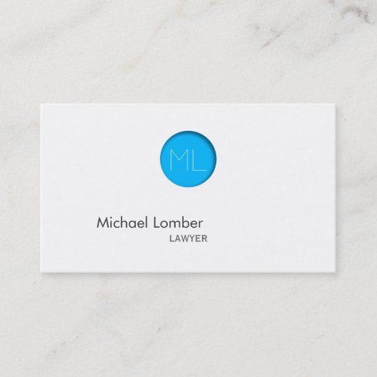 Carte de visite bleu minimal de monogramme de (Devant)