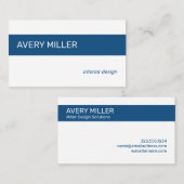 Carte De Visite Bleu minimum sur blanc (Devant / Derrière)