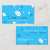 Carte De Visite Bleu Moderne Bubble Ménagère Nettoyage Laver (Devant / Derrière)