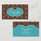 Carte De Visite Bleu moderne de chocolat de points de boulangerie (Devant / Derrière)