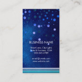 Carte De Visite Bleu moderne de maquilleur de Bokeh de parties (Dos)