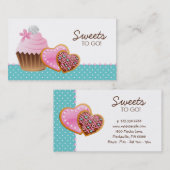 Carte De Visite Bleu moderne de pois mignon de boulangerie de (Devant / Derrière)