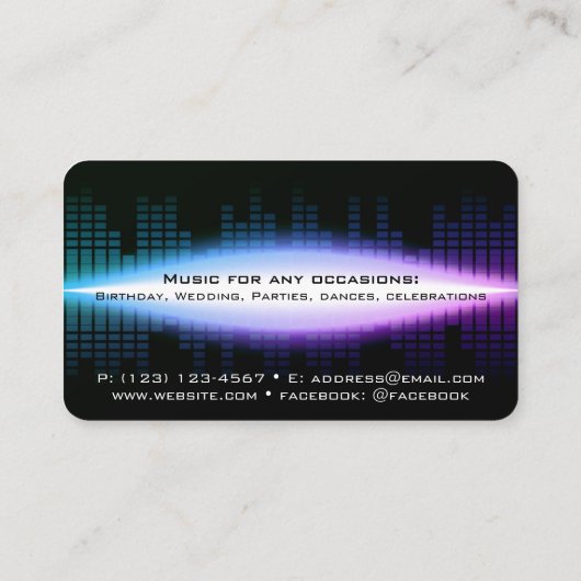 Carte de visite bleu moderne DJ (Dos)