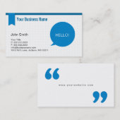 Carte de visite bleu moderne Hello (Devant / Derrière)