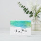 Carte De Visite Bleu moderne simple d'Aqua d'abrégé sur aquarelle (Debout devant)