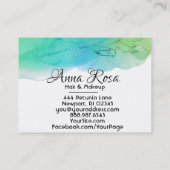 Carte De Visite Bleu moderne simple d'Aqua d'abrégé sur aquarelle (Dos)