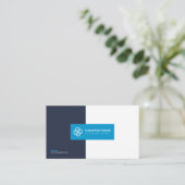 Carte De Visite Bleu Moderne Simple Professionnel Code QR Scannabl (Debout devant)