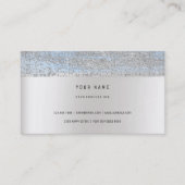 Carte De Visite Bleu Monochromatique Stripes Delicate Glam Argent (Devant)
