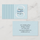 Carte De Visite Bleu, Motif rayé, Lignes (Devant / Derrière)