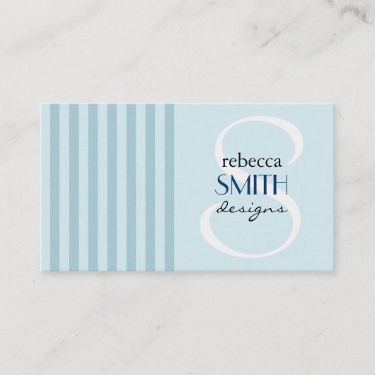 Carte De Visite Bleu, Motif rayé, Lignes (Devant)