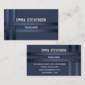 Carte De Visite Bleu, motif, ruban (Devant / Derrière)