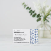 Carte De Visite Bleu nautique et blanc d'Ancre de bateaux de thème (Debout devant)