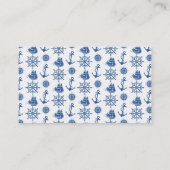 Carte De Visite Bleu nautique et blanc d'Ancre de bateaux de thème (Dos)
