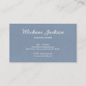 Carte De Visite Bleu Neutre Moderne Botanique Logo Simple (Dos)