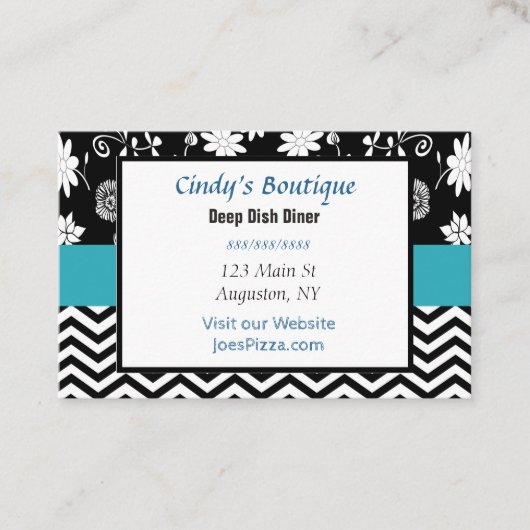 Carte de visite bleu, noir et blanc (Devant)