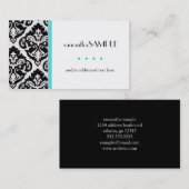 Carte De Visite Bleu noir et blanc de damassé (Devant / Derrière)