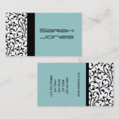 Carte de visite bleu noir et blanc élégant de (Devant / Derrière)