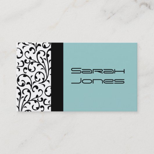 Carte de visite bleu noir et blanc élégant de (Devant)