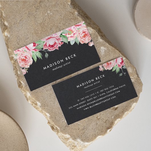 Carte De Visite Bleu noir et rose vif