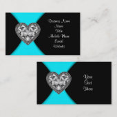 Carte De Visite Bleu noir et Turquoise (Devant / Derrière)