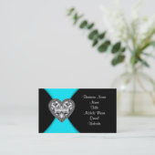 Carte De Visite Bleu noir et Turquoise (Debout devant)