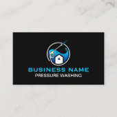 Carte De Visite Bleu Noir Moderne Pression Lavage Nettoyage (Devant)
