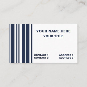 Carte De Visite Bleu Nuit Rayures Blanches Prépa Moderne
