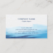 Carte De Visite Bleu Océan Aquarelle Mer Abstraite Monogramme (Dos)