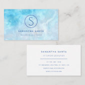 Carte De Visite Bleu Océan Marbré (Devant / Derrière)