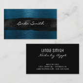 Carte De Visite Bleu Océan Métal Brossé Brush Strokes (Devant / Derrière)