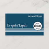 Carte De Visite Bleu océanique moderne et Gris clair avec logo (Devant)