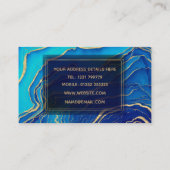 Carte De Visite Bleu Or Liquide peinture Fluid Art Abstrait (Dos)