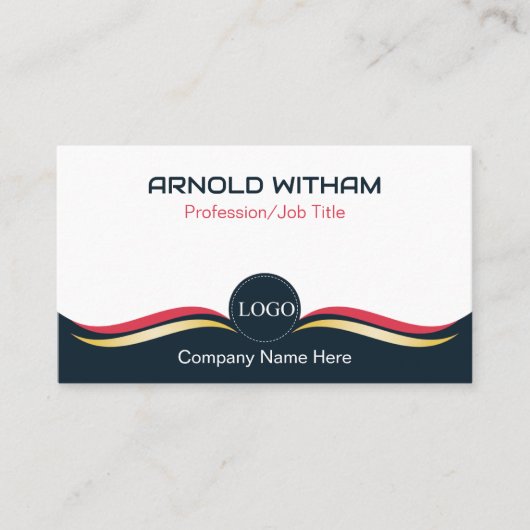 Carte De Visite Bleu, Or, Rose Moderne QR Code