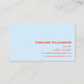 Carte De Visite Bleu Orange Damier Rétro Gras Marque Créative (Dos)