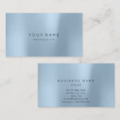 Carte De Visite Bleu Pastel Abstrait Minimal Silk Metallic (Devant / Derrière)
