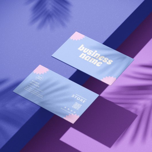 Carte De Visite Bleu Pastel Floriste Scannable Code postal