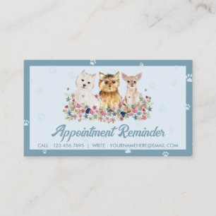 Carte De Visite Bleu Petits Chiens Paw Animaux de compagnie Rendez