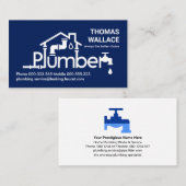 Carte De Visite Bleu Plumber Home Pieux (Devant / Derrière)