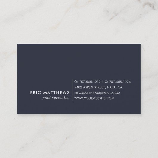 Carte De Visite Bleu | Pool Care ou Swim QR Code (Dos)