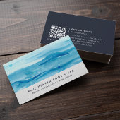 Carte De Visite Bleu | Pool Care ou Swim QR Code