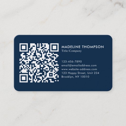 Carte De Visite Bleu Professional Générique Entreprise Logo Code Q (Devant)