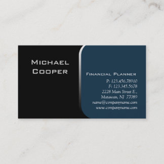 Carte De Visite Bleu professionnel de planificateur financier de